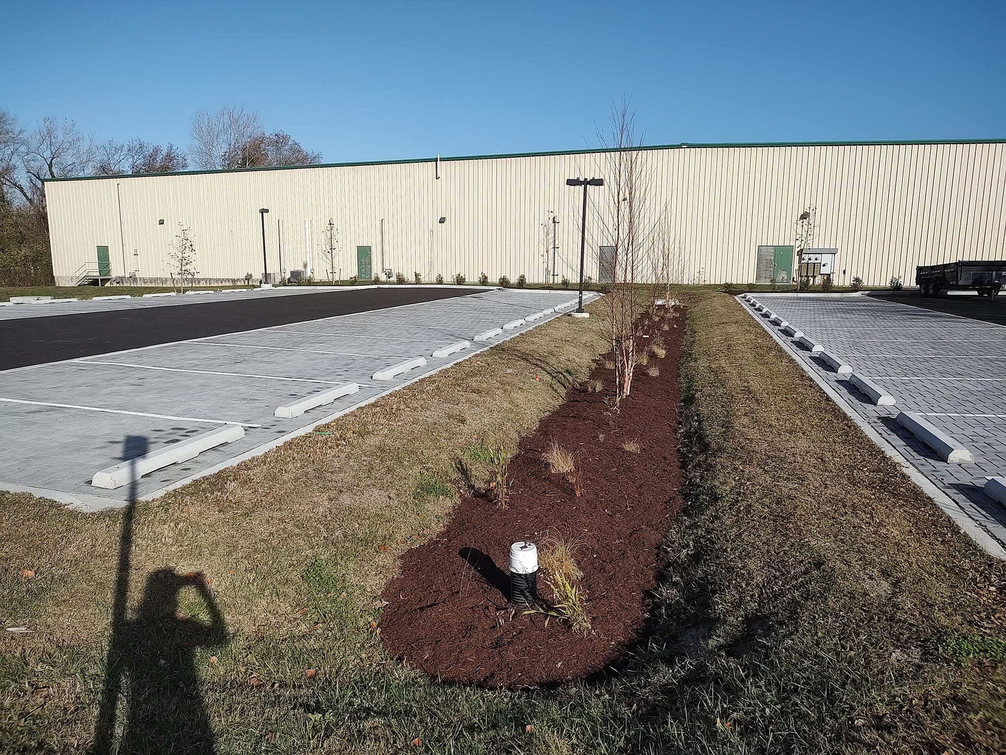 Commercial brick parking area
