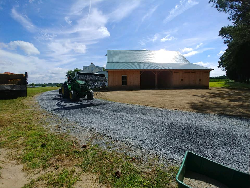 Farm driveway built in crush run on the Eastern Shore