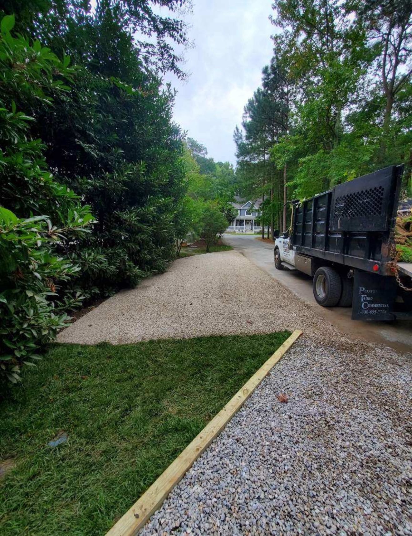 Stone parking pad installation